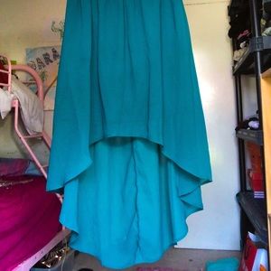 Teal high low skirt
